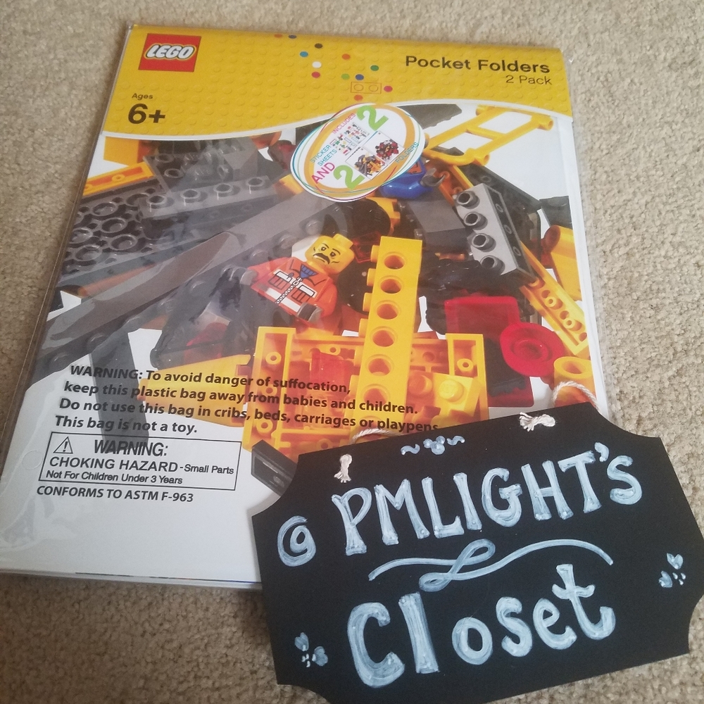 Lego Pocket Folders 2 Packet Set with Stickers New